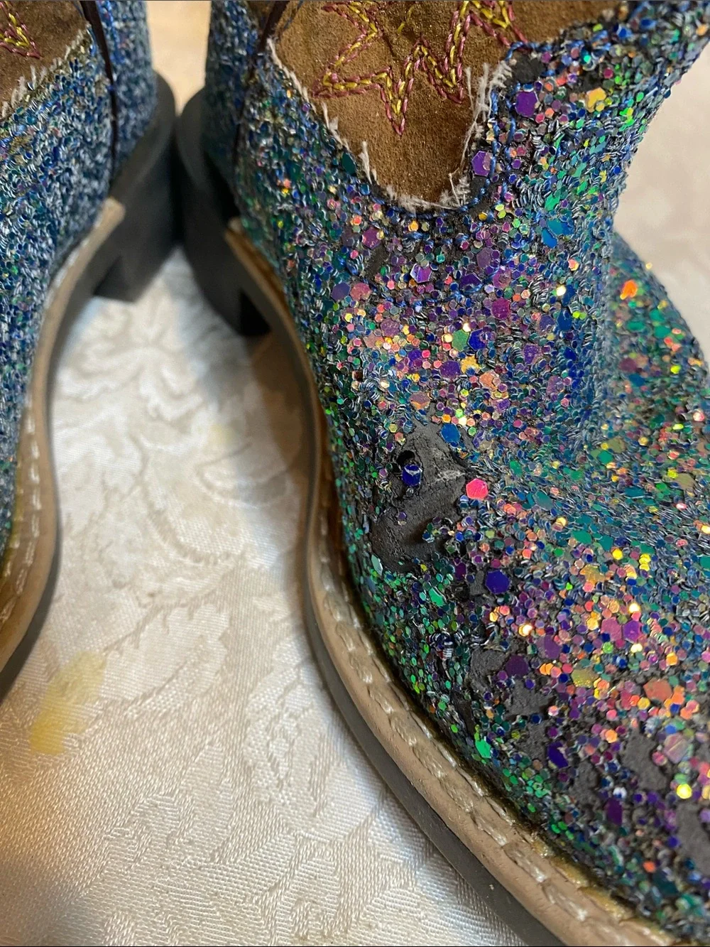 Smoky Ariel 3077C Glitter Multicolor Brown Cowboy Boots
